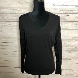 Calvin Klein Keyhole Bead Detail Long Sleeve Top